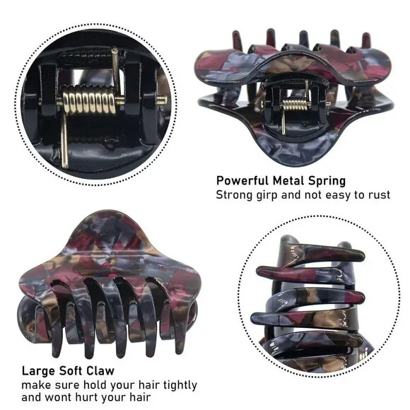 Tortoise Shell Hair Claw Clips, 2.4 Inch Medium Size Acrylic Hair Banana Barrett - Picture 3 of 6